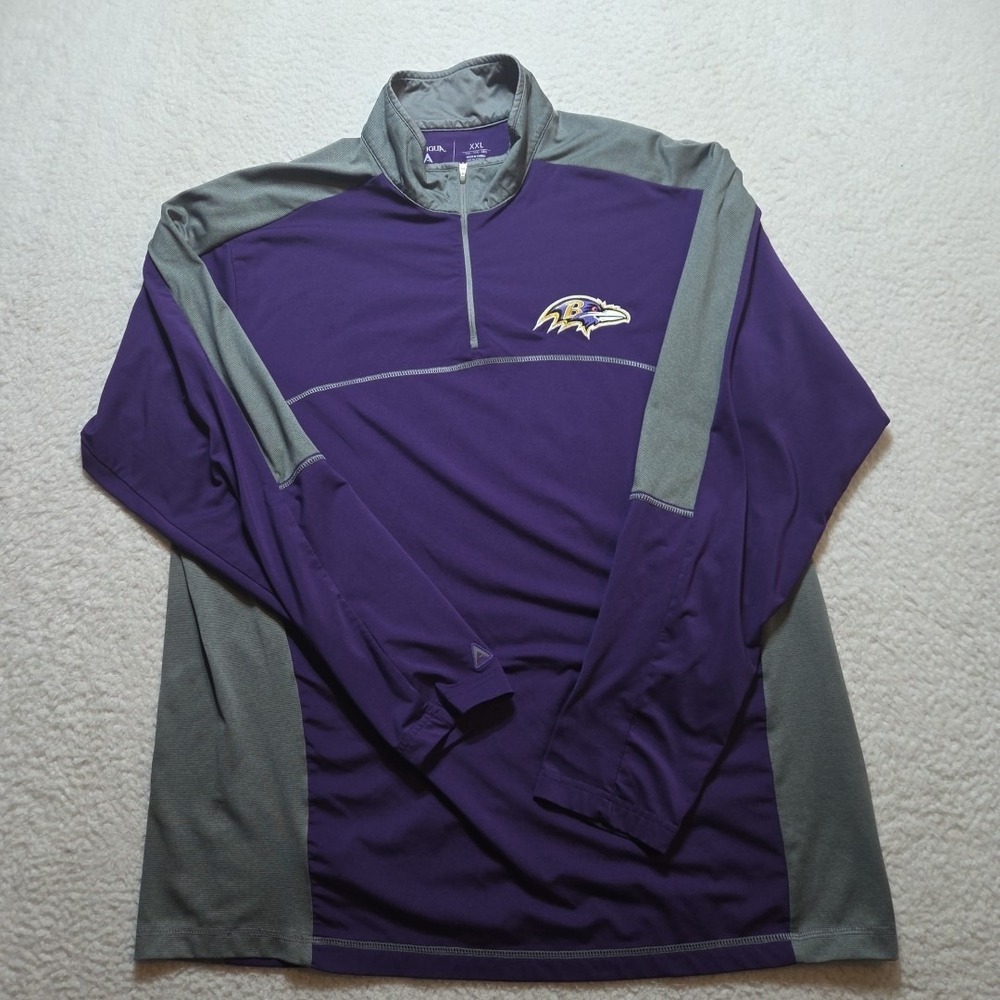 Antigua Baltimore Ravens 1/4 Zip Long Sleeve Mens Size 2XL NFL Stretch